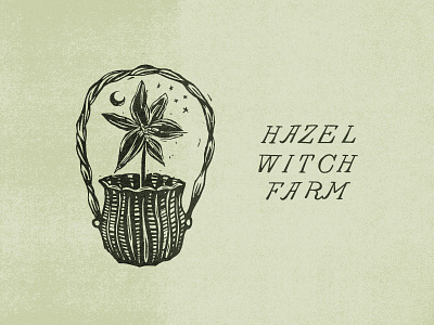 Hazel Witch Farm hand lettering illustration linocut logo mark