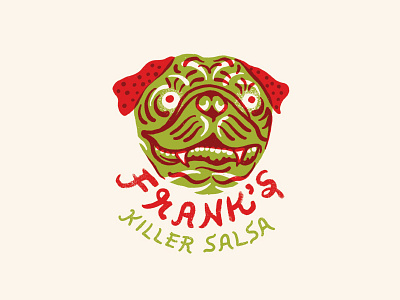 Frank dog food illustration logo packaging pug
