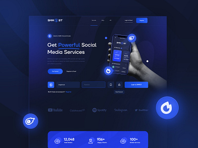 SMM Social Media Services Theme dark dark blue dark theme dark ui followers landing page perfect panel perfectpanel saas saas landing page smm smm followers smm sector smm theme ui design ui designer uidesign uiux