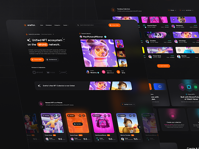 Eneftor - NFT Marketplace UI Design dark theme dark ui elrond elrond network landing page nft nft design nft marketplace nft project nft website smm panel ui uidesign web design