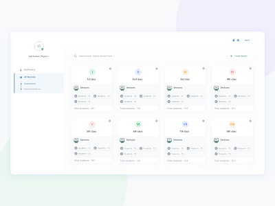 School Management Dashboard adobe xd card class classroom dashboad dashboard app dashboard design design green profile school school management sections students teachers ui ux