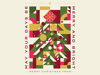 Our 2020 Christmas Card christmas tree design geometric gold illustration typography vector