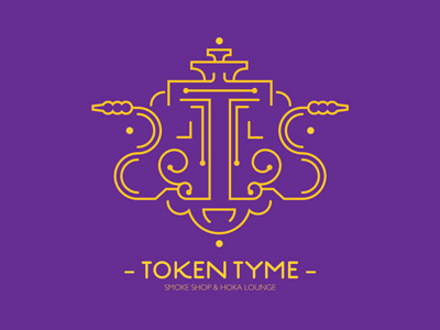 Token Tyme branding gold hokah letter line logo smoke t token