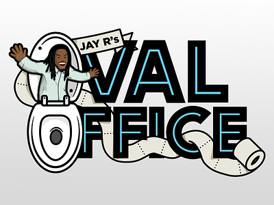 Jay R's Oval Office banner illustration logo toilet typography vector