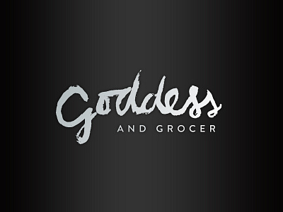 Goddess and Grocer Logo gourmet hand rendered kinetic lipstick logo powerful