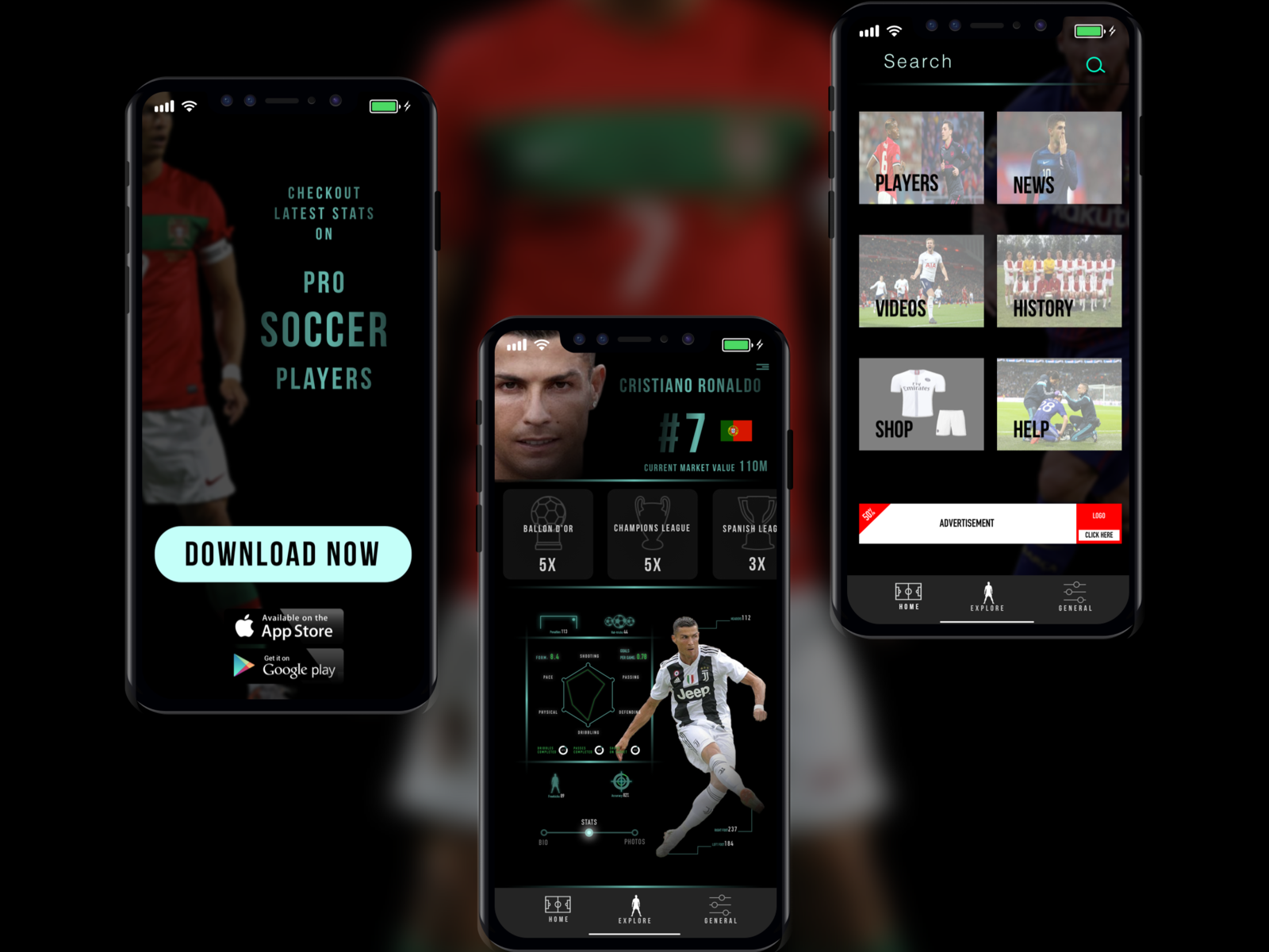 Soccer Player Stats Application by Mario Rangel on Dribbble