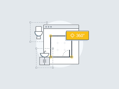We are DigitalBridge bathroom clean flat floorplan illustration outline pastel simple sink toilet ui vector