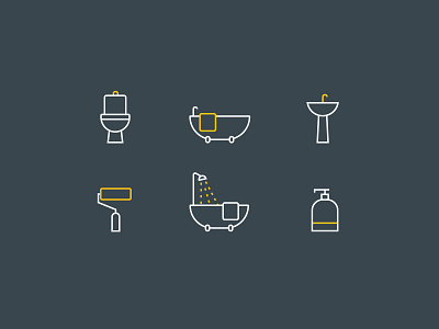 Bathroom Decor Icons app clean design elegant flat icon iconography icons illustration mark minimal modern outline play simple stroke ui ux vector web