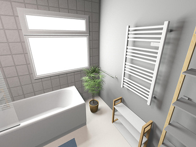 3D Bathroom Render 3d 3d artist bath bathroom clean plant realistic render rendered renders simple tiles