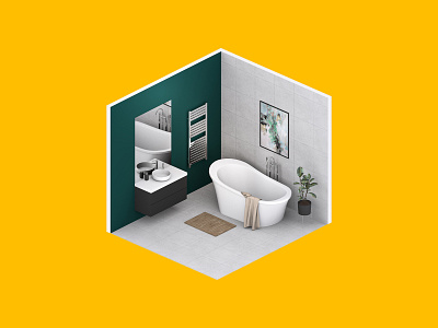 3D Render 3d 3d art 3d artist 3d render 3d rendering 3dsmax bathroom clean interior interior design isometric isometric art isometric design render