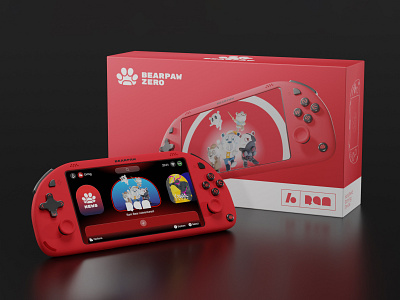 BearPaw - Handheld Gaming Device & Brand Concept 3d blender branding design game handheld package product product design render ui user interface