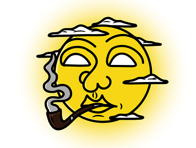 Old man smoker branding design illustration logo sketch vector