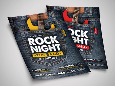 Rock Night Flyer Template band club concert design event festival flyer gig jean live minimal music night party poster print rock simple sound template