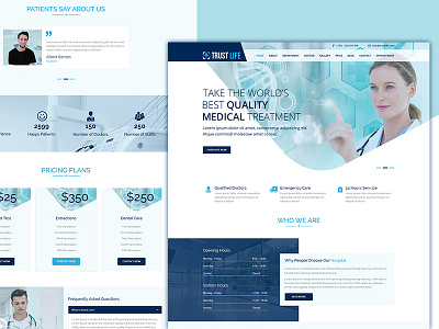 medical landing page design clean doctor health hospital medical medicine