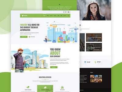 Construction and Industrial Template business clean construction design industrial uiux