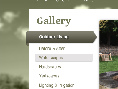 Landscaping Site Sub Nav css3 green html5 landscaping nav navigation ribbon simple ui