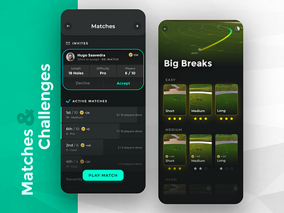 iOS Golf Game - Matches And Challenges app clean game golf gradient ios iphone ui