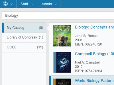 Cataloging library search web applications