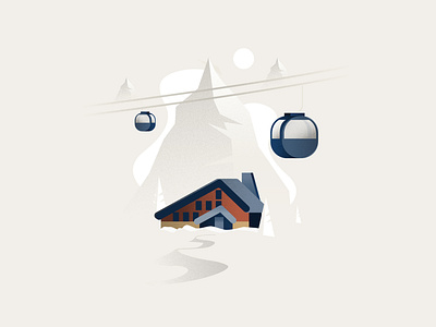 Mountain Scene design flat illustration minimal mountains skiing snow vector