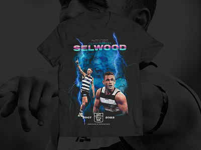 Joel Selwood Vintage Tee 90s afl clothing geelong cats graphic design joel selwood vintage