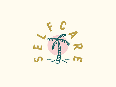 Self Care beach branding design flat illustration logo minimal palm tree vector