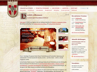 other ages - Dinner & Events #1 agency beige brown event events grunge layout medieval old paper other ages red screendesign texture web webdesign website