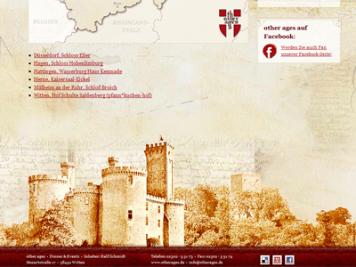 other ages - Dinner & Events #2 agency beige brown castle event events grunge layout medieval old paper other ages red screendesign texture web webdesign website