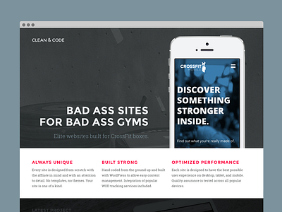 Clean & Code - One page site design flat mockup web design