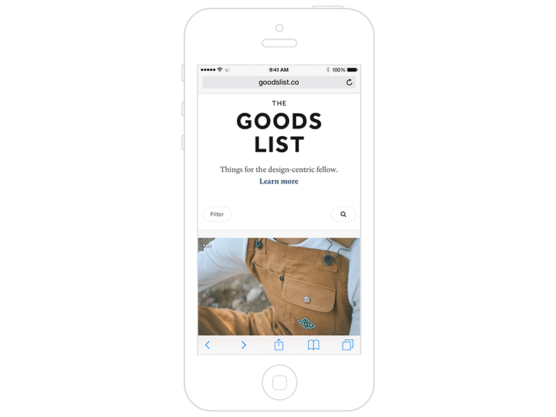 The Goods List - Mobile Navigation