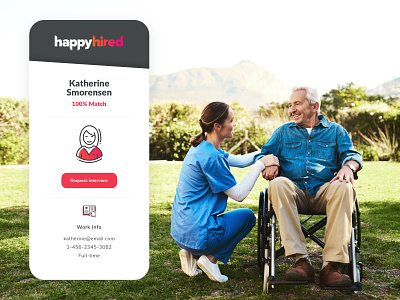 Happy Hired - Employee Match caretaker coplex gradient hire hires hiring mobile nursing orange pink