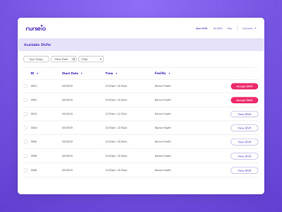 Nurseio - Shift Dashboard