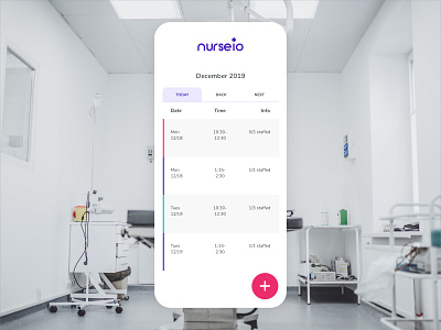 Nurseio - Mobile Calendar calendar coplex dashboard doctor hiring job jobs mobile nurse nursing pink purple schedule scheduler scheduling