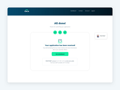 Cala Lending- Application Received Screen