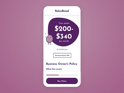 RaisinBread - Quote Screen coplex insurance mobile mobile app policy quote raisinbread