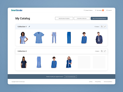 SmartScrubs - My Catalog Screen blue catalog coplex dashboard doctor nursing webdesign