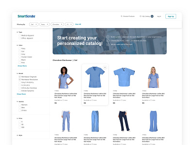 SmartScrubs - Shopping Page blue coplex dashboard doctor ecommerce nursing