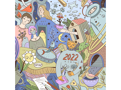 Calendar 2022 calendar doodle illustration