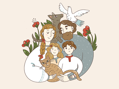 Family doodle illustration sketch