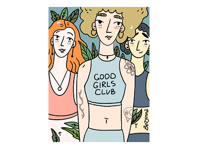 Good girls club doodle fem illustration sketch sticker woman