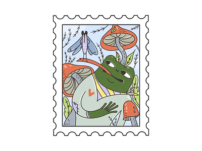 Postage stamp with a frog