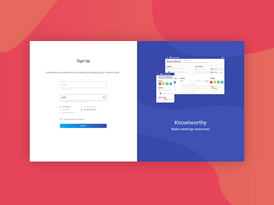 Sign Up Page Design - Knowtworthy clean colors design flat gradient illustration materialdesign minimal onboarding signup ui ux web design