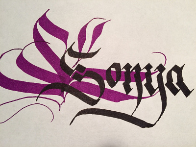 Sonya calligraphy hand writing illustration lettering