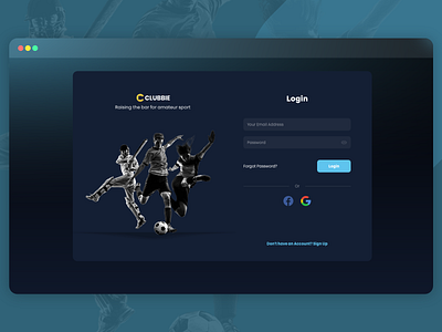 Login Page for Sports App basketball clean ui cricket cricket app dark app dark mode dark ui football football app minimalism modern design soccer soccer app sports sports design