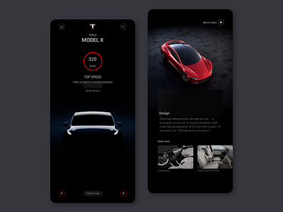 Tesla App Concept android app android app design clean ui dark app dark mode dark theme dark ui minimalism modern design modernism