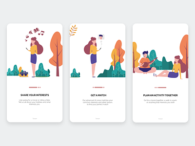 Dating App Onboarding clean ui dating app illustration light theme love minimalism modernism relationship tinder