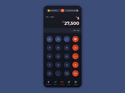Crypto Calculator android app android app design bitcoin calculator clean ui crypto dark app dark mode dark ui minimalism modern design modernism user interface