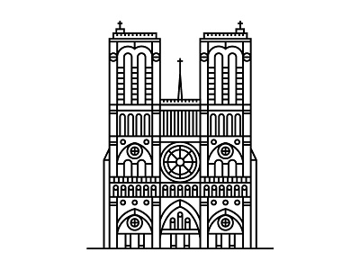 Notre Dame architecture icon illustration