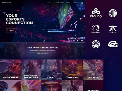 eSports Homepage dark esports gaming hero home homepage league league of legends page purple web