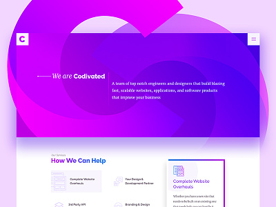 Codivated - Homepage agency codivated gradient hero home purple web