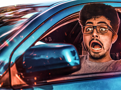 Vrooooommm! A beautiful car. art artwork color design illustration manipulation thumbnail